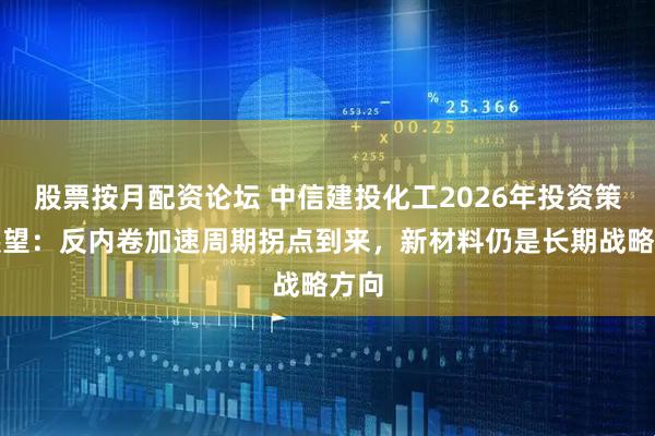 股票按月配资论坛 中信建投化工2026年投资策略展望：反内卷加速周期拐点到来，新材料仍是长期战略方向